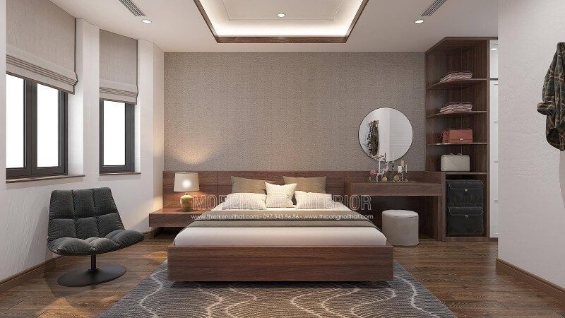 Nếu bạn thích phong cách hiện đại, đơn giản nhưng đẹp và sang, thì gam màu nâu trầm cùng phối cảnh nhẹ nhàng là một lựa chọn không thể bỏ qua cho không gian phòng ngủ của bạn. Bạn có thể tham khảo các bố trí nội thất tại website: thietkenoithat.com để tìm thêm ý tưởng.